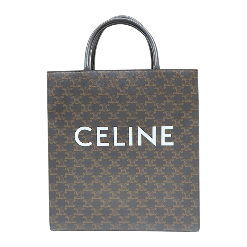 棕色 Triomphe帆布 Cabas 老花琴譜包 Medium Vertical Cabas 兩用包【CELINE 賽琳】 194432-0