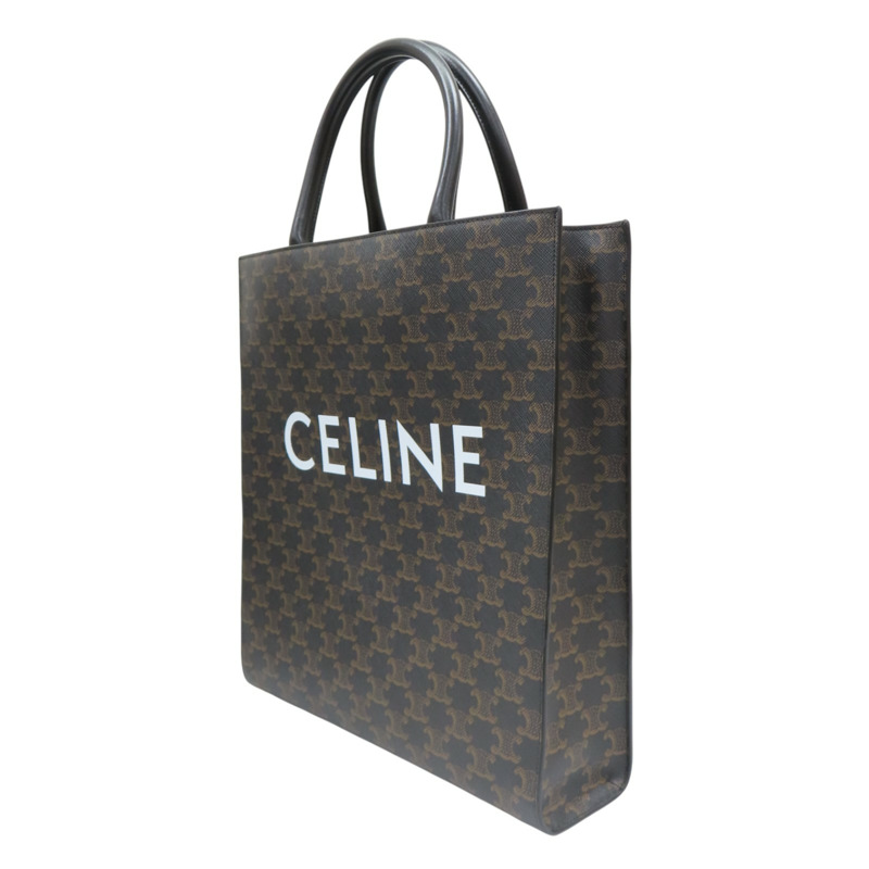 棕色 Triomphe帆布 Cabas 老花琴譜包 Medium Vertical Cabas 兩用包【CELINE 賽琳】 194432-2