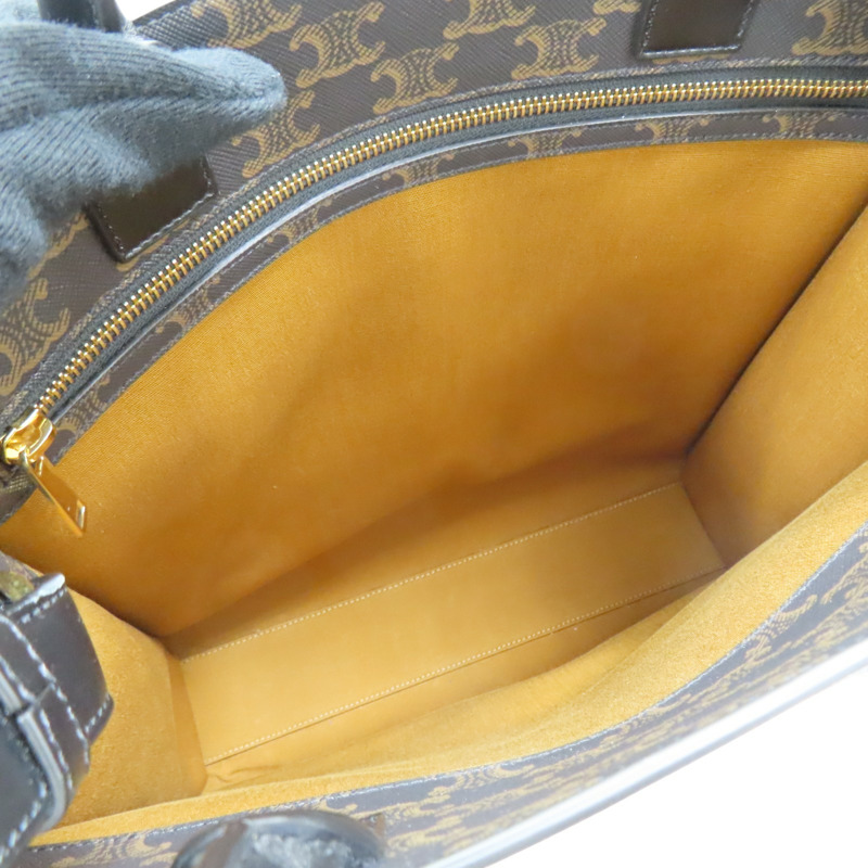 棕色 Triomphe帆布 Cabas 老花琴譜包 Medium Vertical Cabas 兩用包【CELINE 賽琳】 194432-5