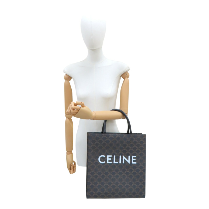 棕色 Triomphe帆布 Cabas 老花琴譜包 Medium Vertical Cabas 兩用包【CELINE 賽琳】 194432-8