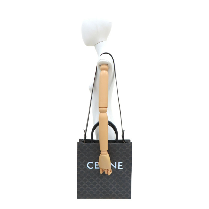 棕色 Triomphe帆布 Cabas 老花琴譜包 Medium Vertical Cabas 兩用包【CELINE 賽琳】 194432-9