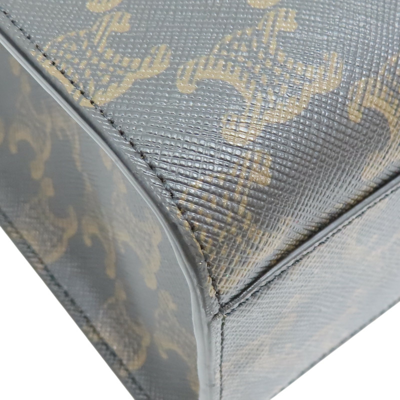 棕色 Triomphe帆布 Cabas 老花琴譜包 Medium Vertical Cabas 兩用包【CELINE 賽琳】 194432-10