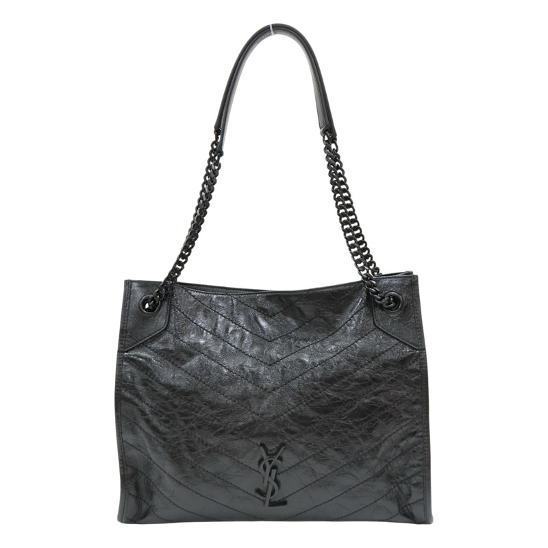 黑色 牛皮 NIKI復古皮革購物袋 肩背包【SAINT LAURENT YSL 聖羅蘭】 589951-0