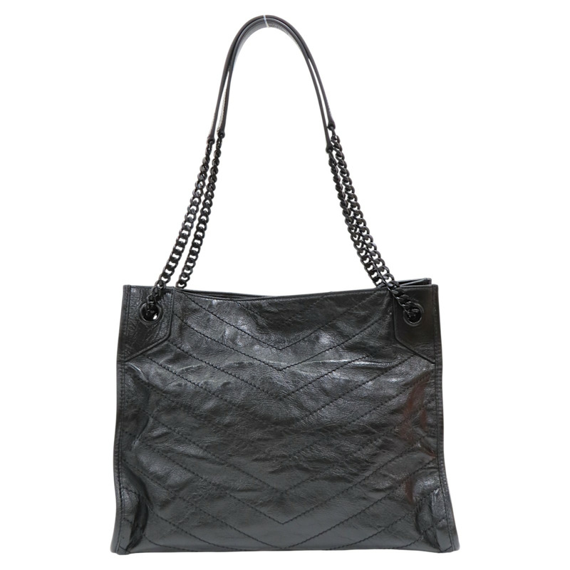 黑色 牛皮 NIKI復古皮革購物袋 肩背包【SAINT LAURENT YSL 聖羅蘭】 589951-1