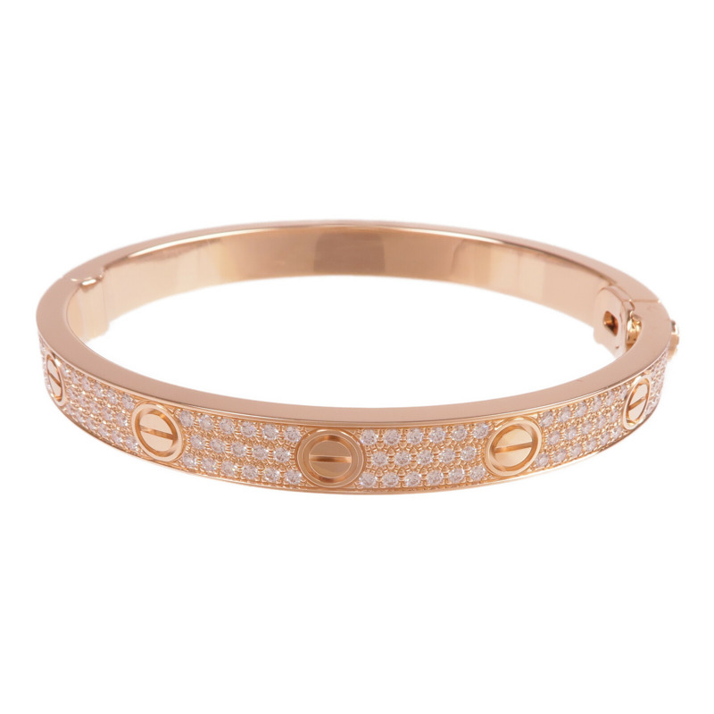 CARTIER 18K玫瑰金Love Bracelet Classic Model鑽石手鐲Cartier#17-2
