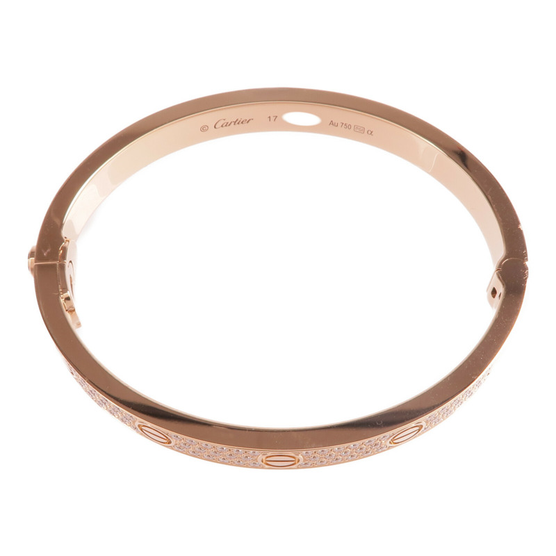 CARTIER 18K玫瑰金Love Bracelet Classic Model鑽石手鐲Cartier#17-3