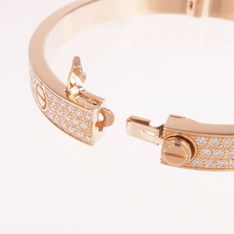 CARTIER 18K玫瑰金Love Bracelet Classic Model鑽石手鐲Cartier#17-7