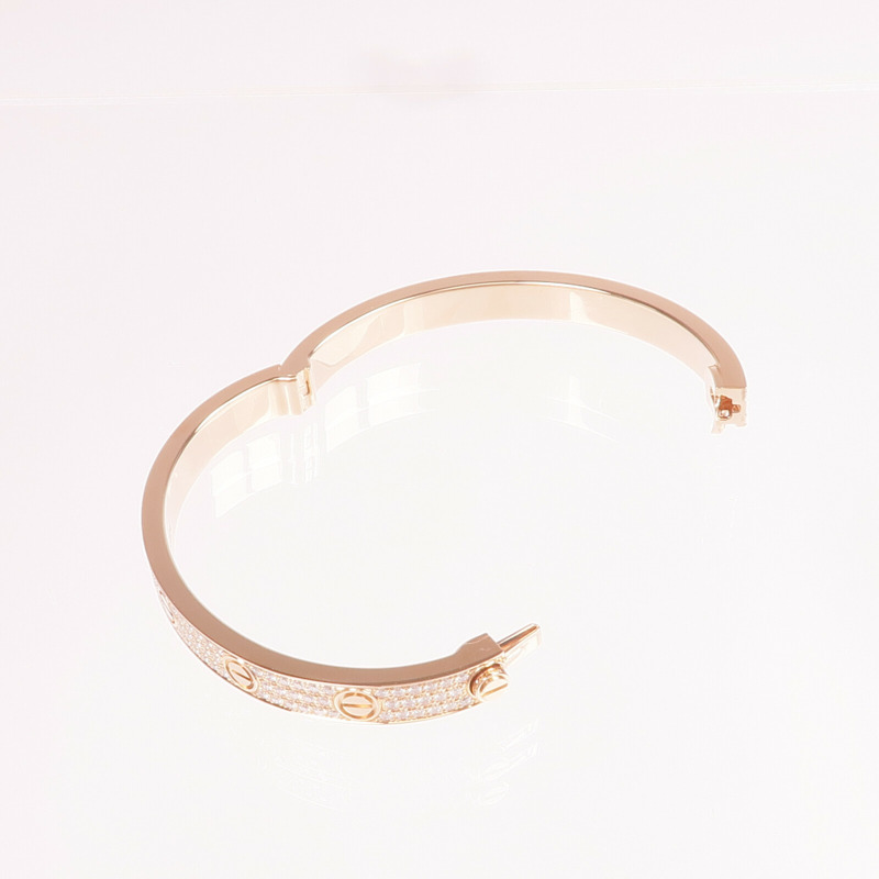 CARTIER 18K玫瑰金Love Bracelet Classic Model鑽石手鐲Cartier#17-8