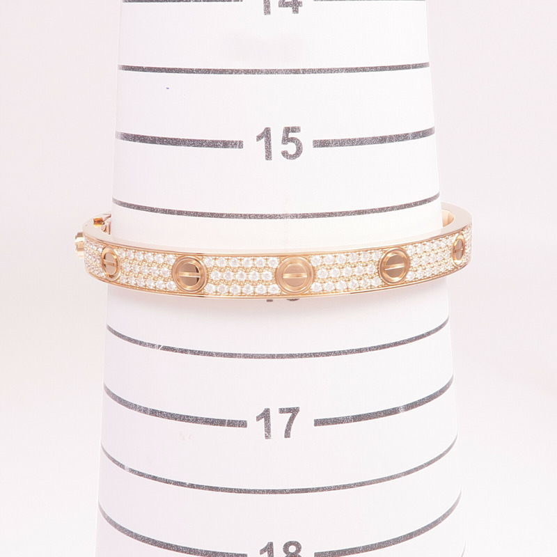 CARTIER 18K玫瑰金Love Bracelet Classic Model鑽石手鐲Cartier#17-10