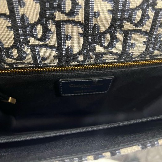 東區正精品㊣DIOR MONTAIGNE CD 30 藍色老花緹花布帆布金釦翻蓋蒙田包斜背包肩背包 RZ6108-3