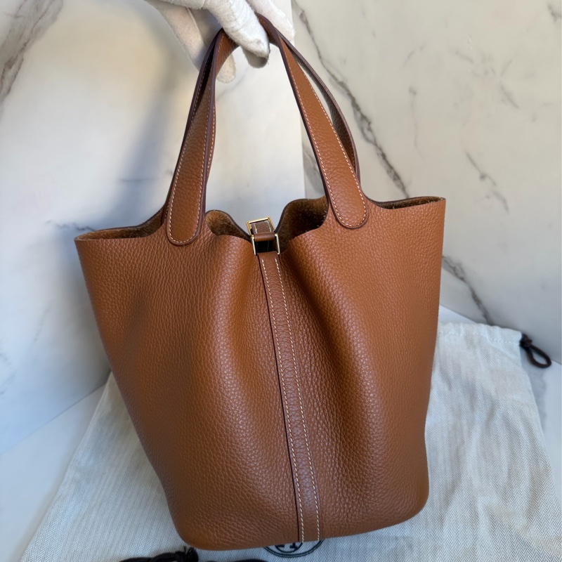 🎄 HERMES菜籃子 P22 金棕金扣 金剛色-1