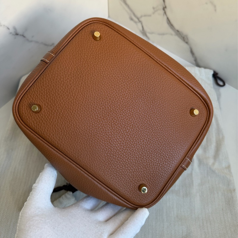 🎄 HERMES菜籃子 P22 金棕金扣 金剛色-5