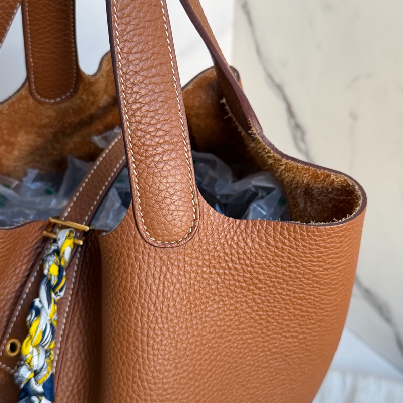 🎄 HERMES菜籃子 P22 金棕金扣 金剛色-6