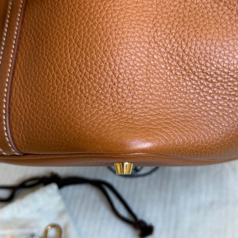 🎄 HERMES菜籃子 P22 金棕金扣 金剛色-12