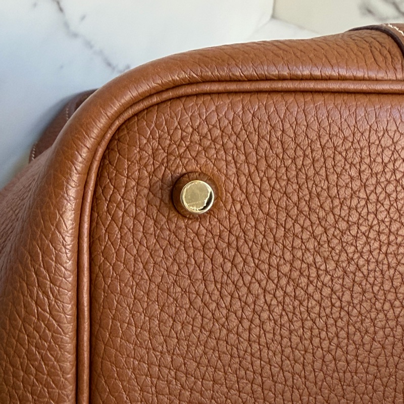 🎄 HERMES菜籃子 P22 金棕金扣 金剛色-14