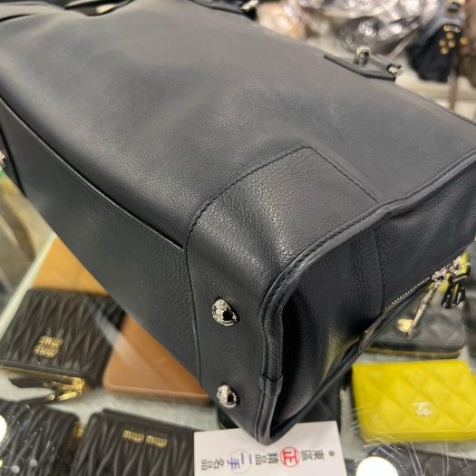 東區正精品㊣LOEWE Amazona 28 深藍色牛皮銀扣手提包 RZ6079-6