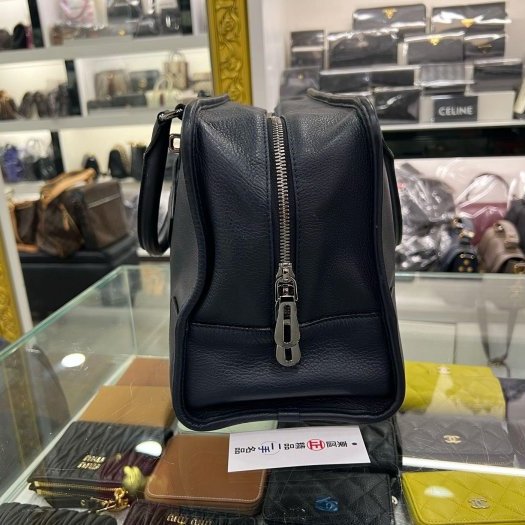 東區正精品㊣LOEWE Amazona 28 深藍色牛皮銀扣手提包 RZ6079-8