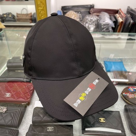 東區正精品㊣PRADA 1HC274 全新黑色尼龍側面銀三角牌棒球帽 M號 RZ6109-5