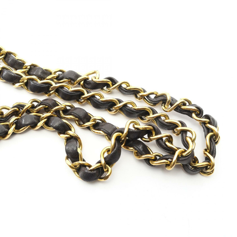 香奈兒 (CHANEL) Matelasse W 翻蓋鏈條單肩背包，羊皮材質，黑色，二手，金色五金-10