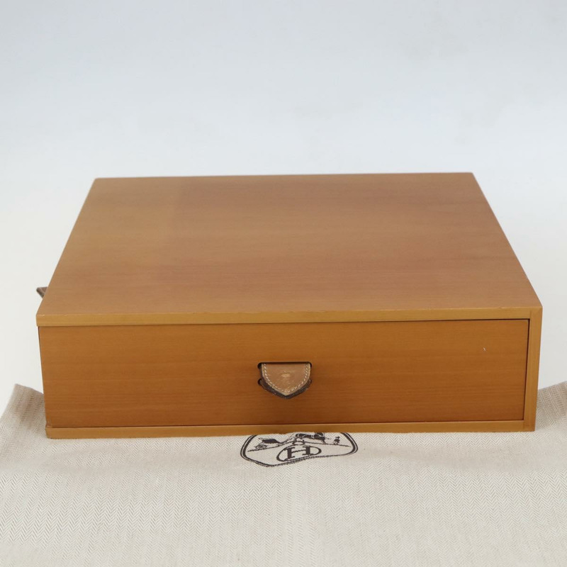 【日本直送】愛馬仕大型木質辦公桌盒 米色 正品 158716M-11