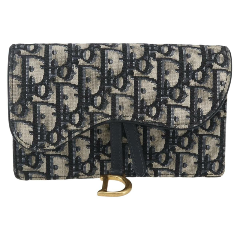 【日本直送】Christian Dior Trotter帆布馬鞍腰包 海軍藍 金色 正品 bs31962-12