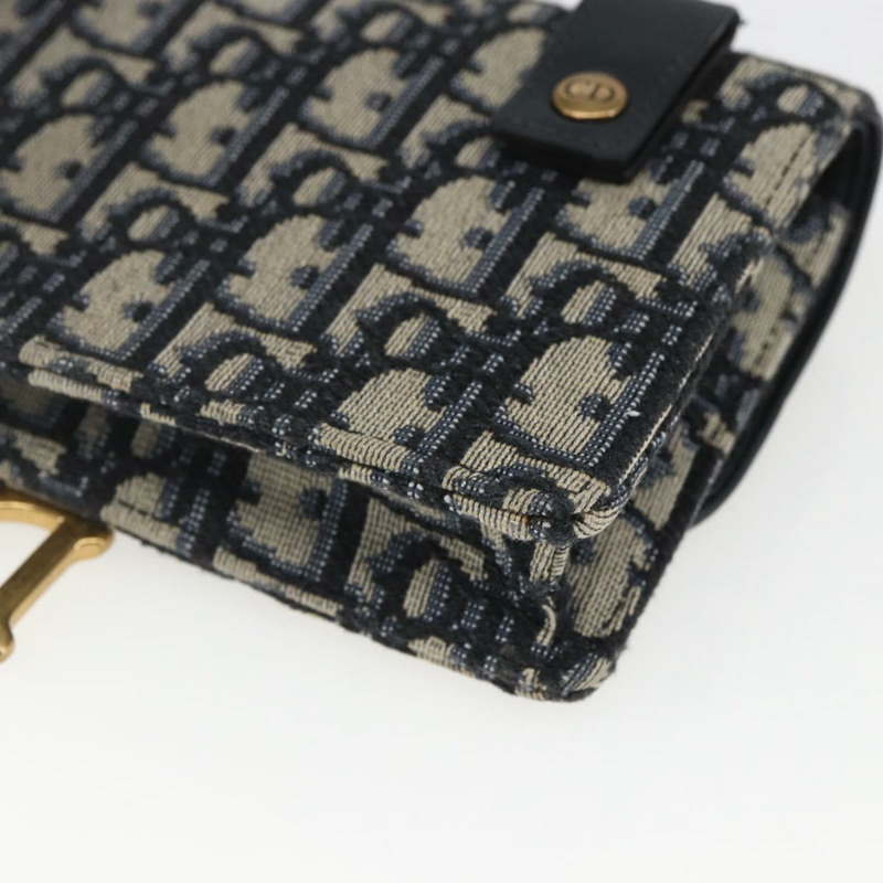 【日本直送】Christian Dior Trotter帆布馬鞍腰包 海軍藍 金色 正品 bs31962-13