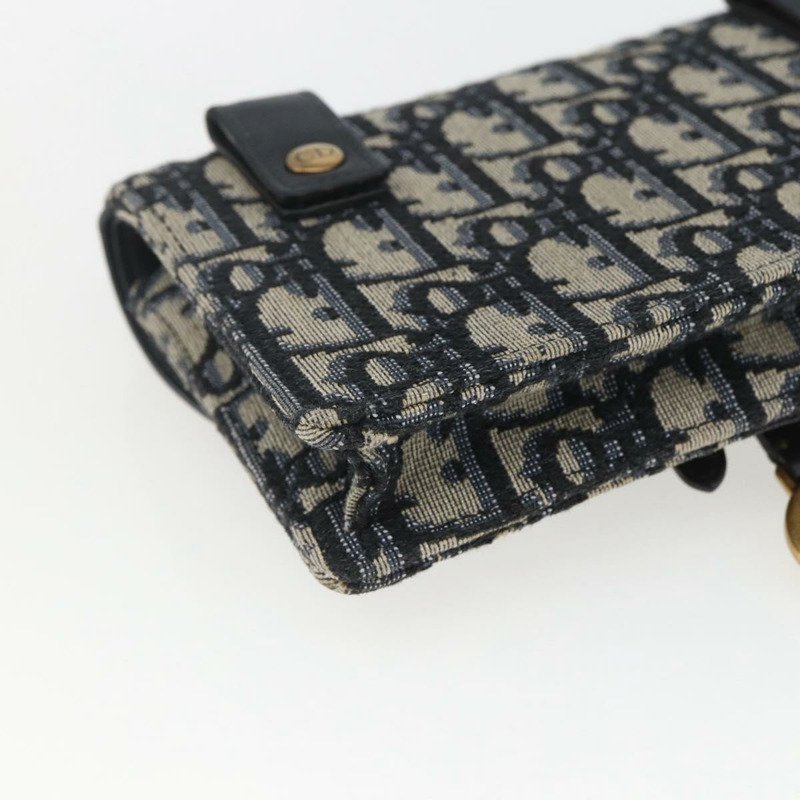 【日本直送】Christian Dior Trotter帆布馬鞍腰包 海軍藍 金色 正品 bs31962-14