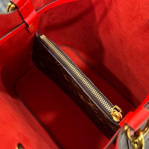 東區正精品㊣LV M44021 NEONOE 原花內層紅色紅邊束口水桶包肩背包斜背包兩用包 RZ6113-1