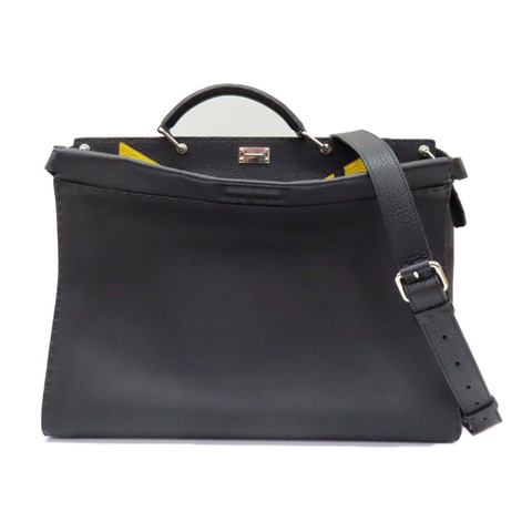 黑色牛皮 小怪獸 Peekaboo 兩用包 銀扣【FENDI 芬迪】 7VA388