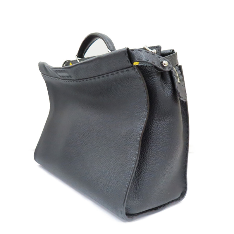 黑色牛皮 小怪獸 Peekaboo 兩用包 銀扣【FENDI 芬迪】 7VA388-2