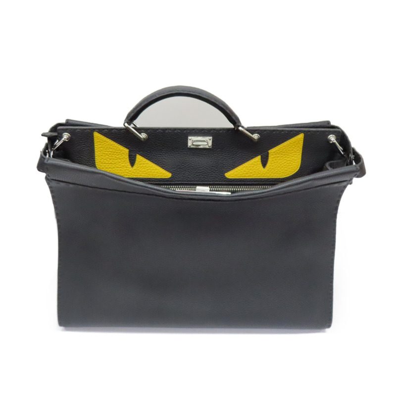 黑色牛皮 小怪獸 Peekaboo 兩用包 銀扣【FENDI 芬迪】 7VA388-4