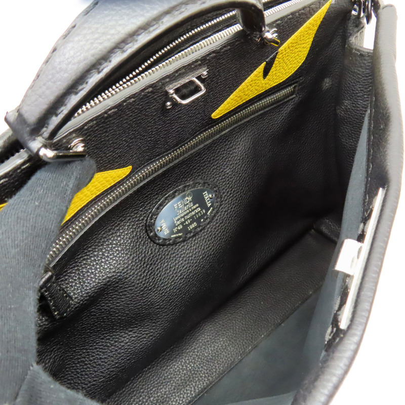 黑色牛皮 小怪獸 Peekaboo 兩用包 銀扣【FENDI 芬迪】 7VA388-5