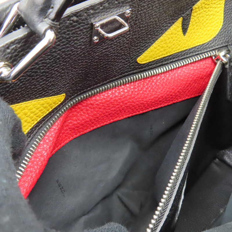 黑色牛皮 小怪獸 Peekaboo 兩用包 銀扣【FENDI 芬迪】 7VA388-7