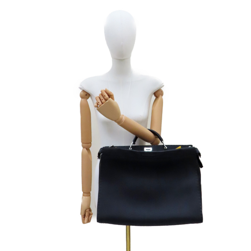 黑色牛皮 小怪獸 Peekaboo 兩用包 銀扣【FENDI 芬迪】 7VA388-8