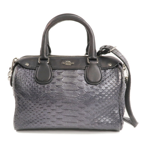 COACH 牛皮皮革2 Way Shoulder Bag銀扣手挽肩背兩用袋