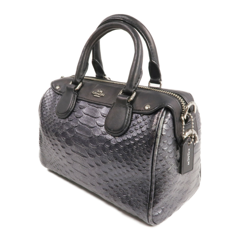 COACH 牛皮皮革2 Way Shoulder Bag銀扣手挽肩背兩用袋-1