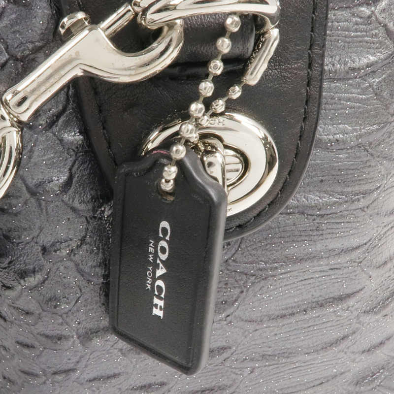 COACH 牛皮皮革2 Way Shoulder Bag銀扣手挽肩背兩用袋-12