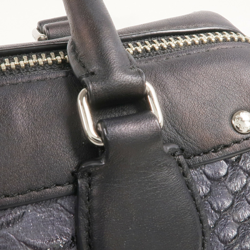 COACH 牛皮皮革2 Way Shoulder Bag銀扣手挽肩背兩用袋-13