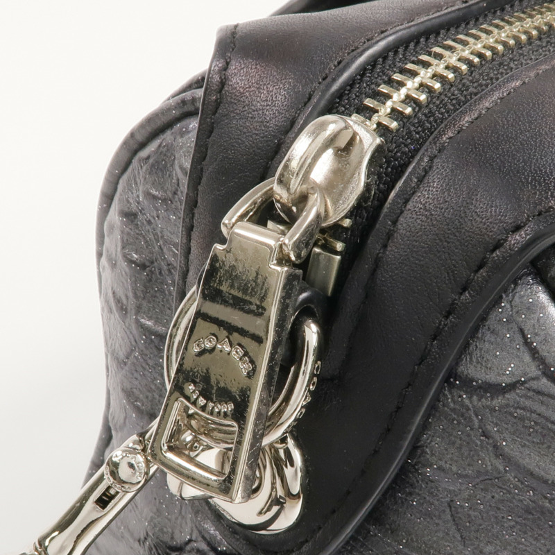 COACH 牛皮皮革2 Way Shoulder Bag銀扣手挽肩背兩用袋-14