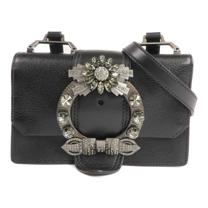 Miu Miu 山羊皮皮革Shoulder Bag銀扣肩背袋-0