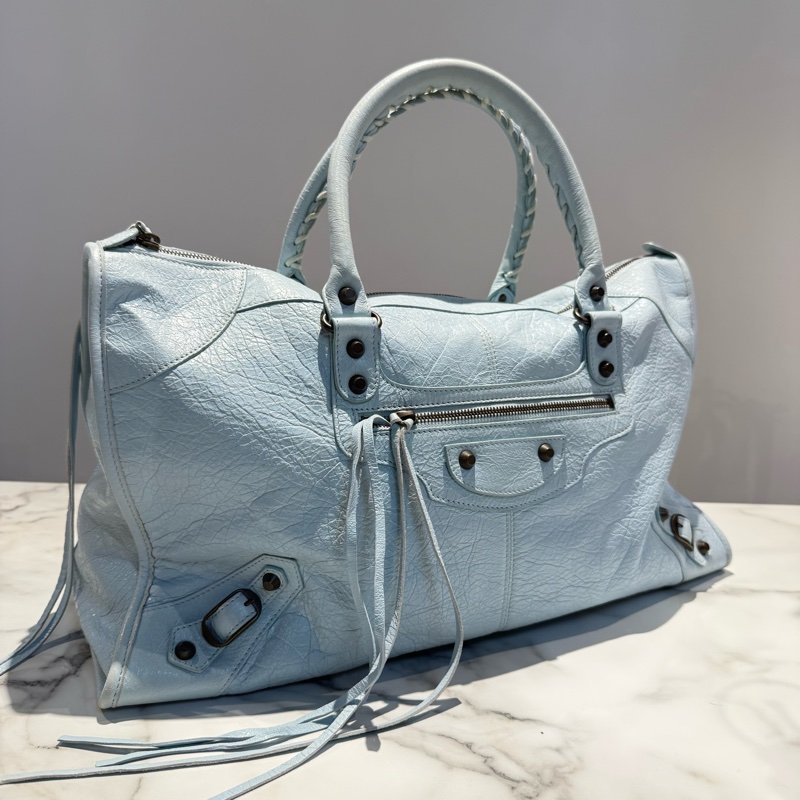 巴黎世家 work 機車包 寶寶藍-0