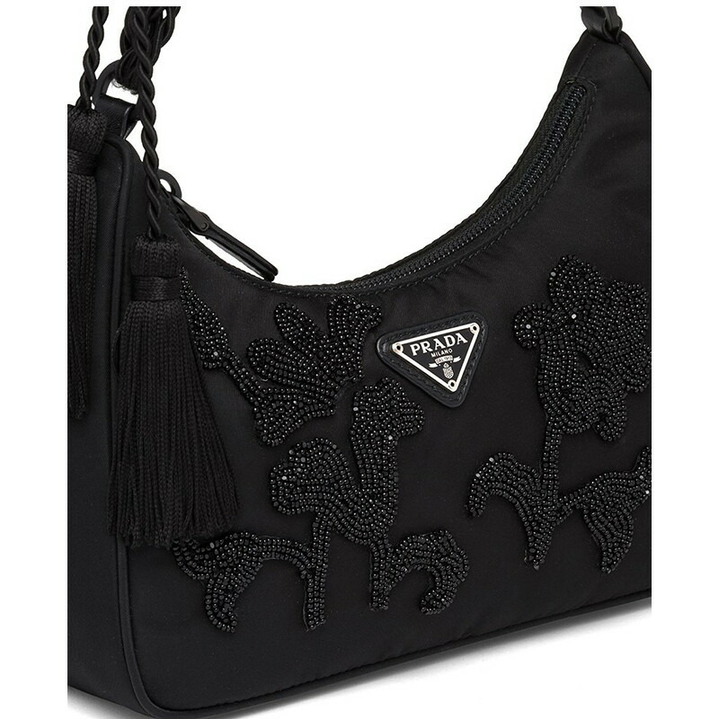 PRADA 復刻版石花 1BC204 V4FO 2DJL 黑色-4