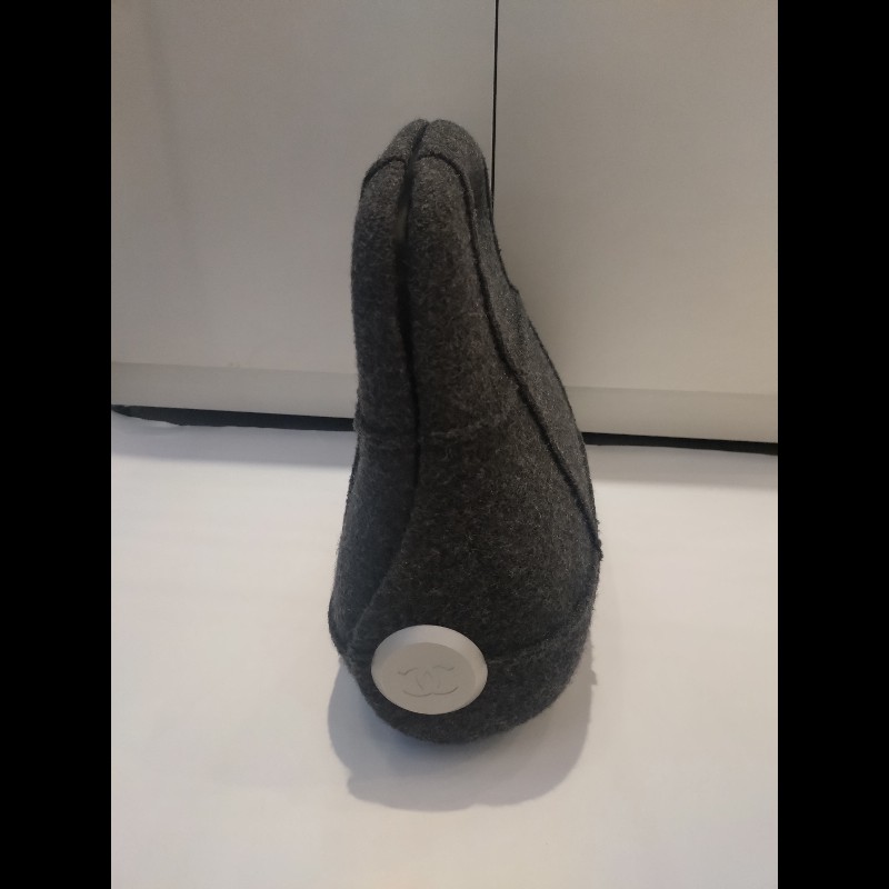 Chanel 絕版硬殼灰布手提包-13