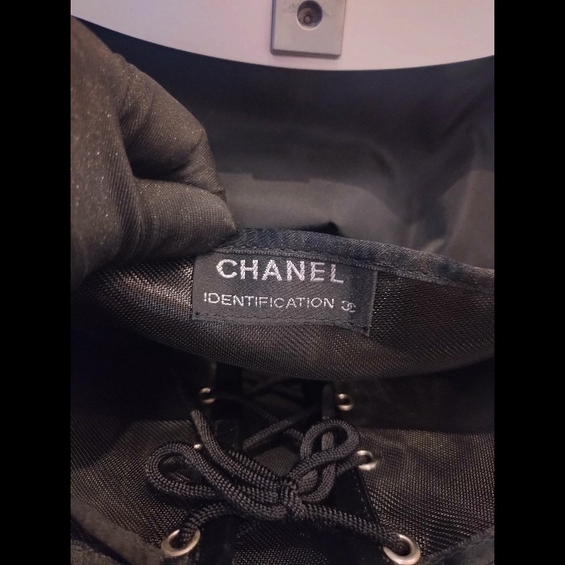 Chanel 絕版硬殼灰布手提包-15