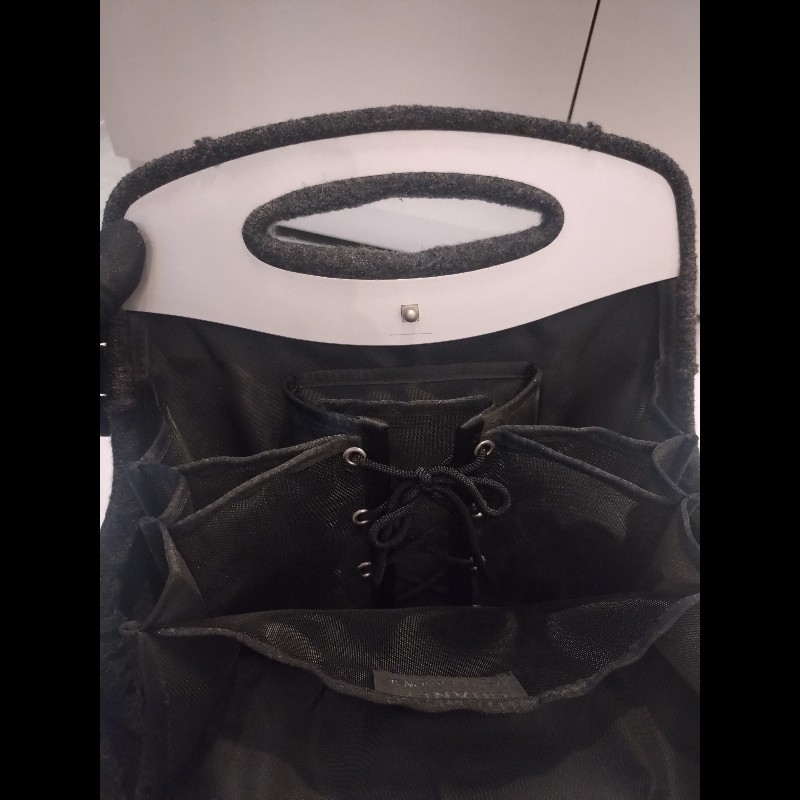 Chanel 絕版硬殼灰布手提包-20