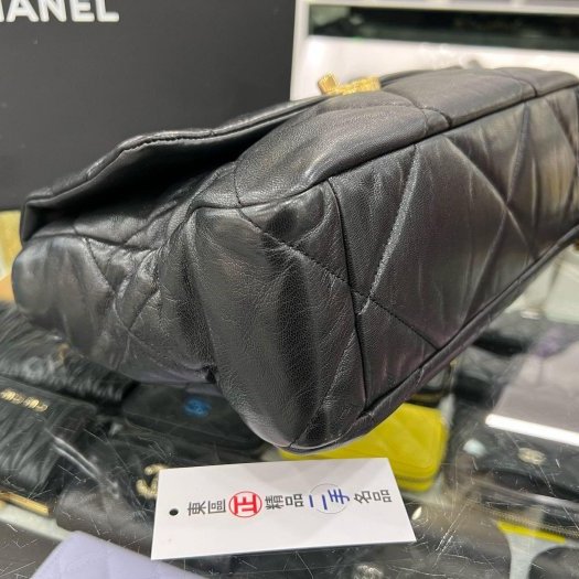 東區正精品㊣CHANEL 19 AS1161 香奈兒黑色大菱格紋小羊皮金銀鍊肩背包手提包中號 30CM RZ6114-5