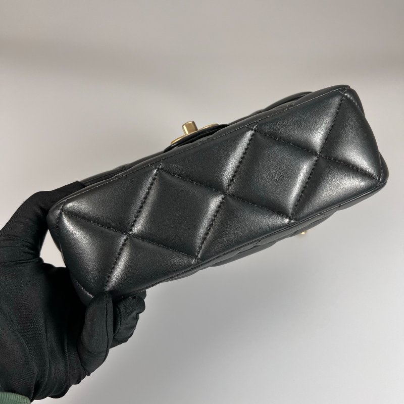 CHANEL CF 大MINI 季節款 羊皮黑AS3850/晶片款-4