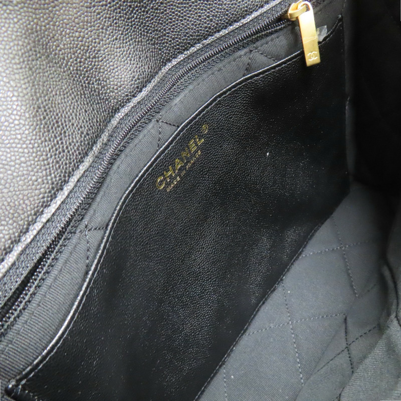 黑色 荔枝紋 牛皮 鏈帶 手提包【CHANEL 香奈兒】-5