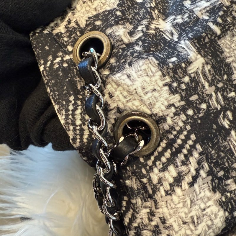 香奈兒 CHANEL 仿編織布面肩背包 +內袋-4