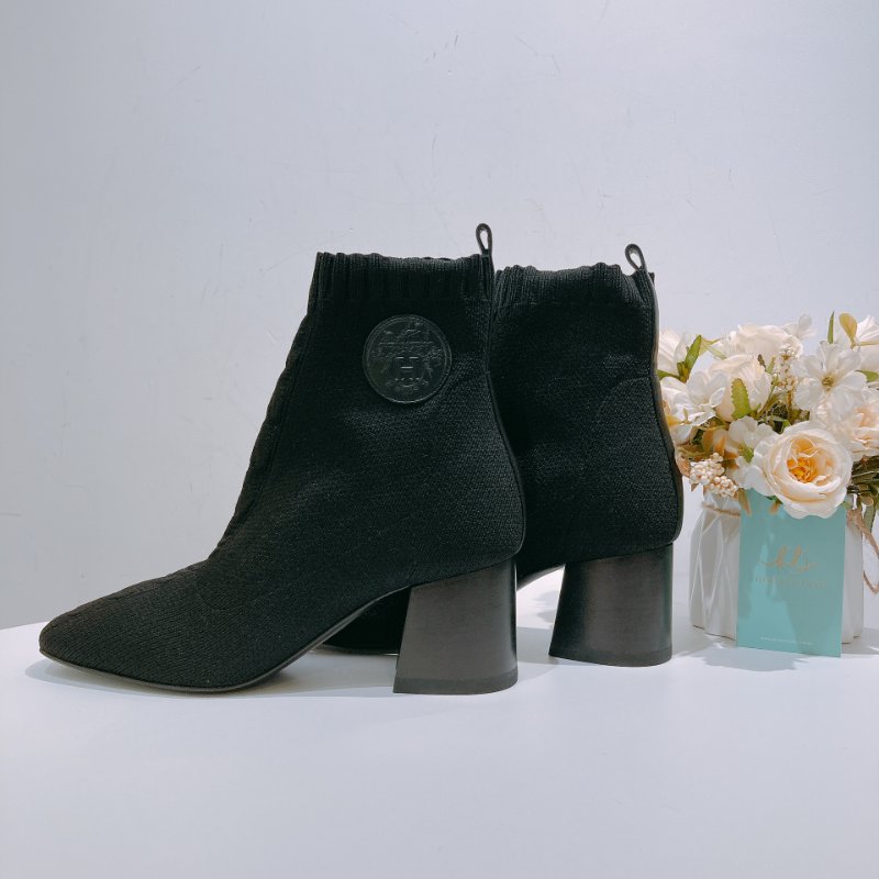 TW4598 Hermes愛馬仕 襪筒靴 黑色 6cm高跟 Volver 60 Ankle Boot Black 37Size-4